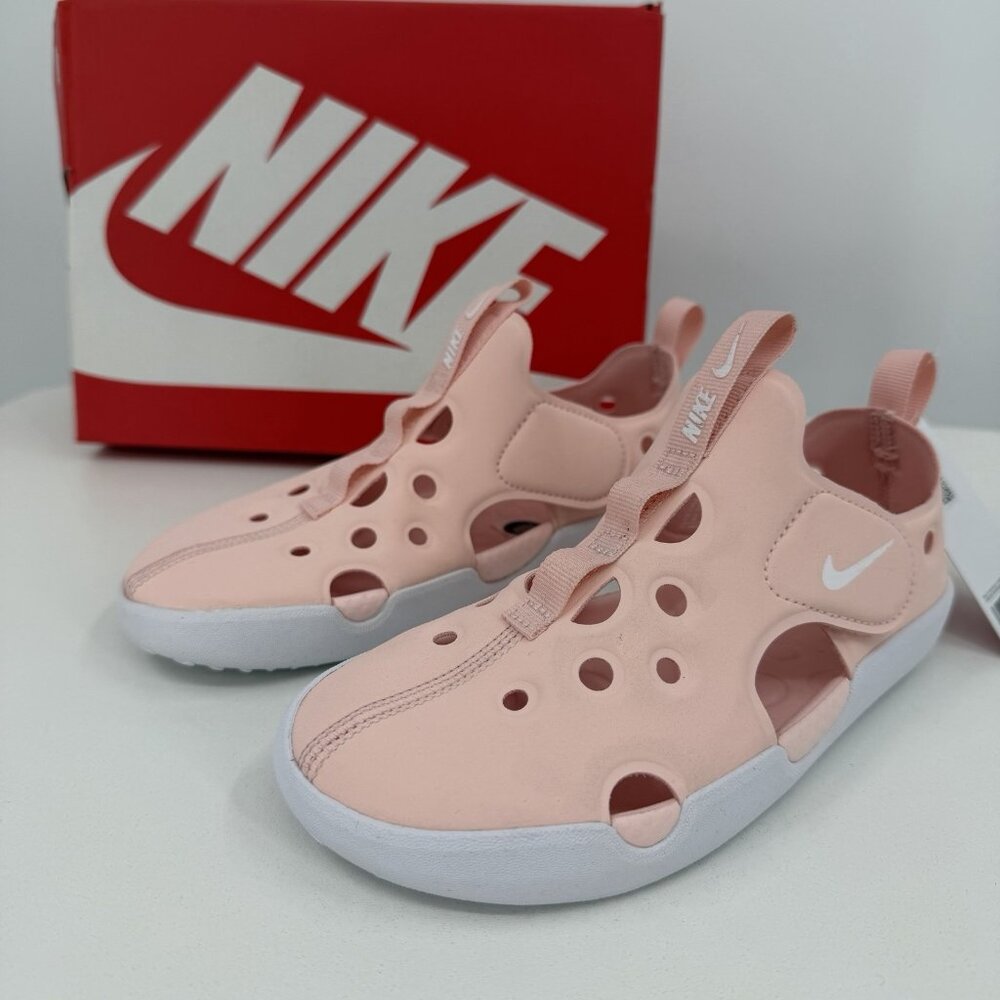 Nike Sunray Protect 4 Water Shoes Sandals sz 2 Youth Girl Pink/White Closed Toe